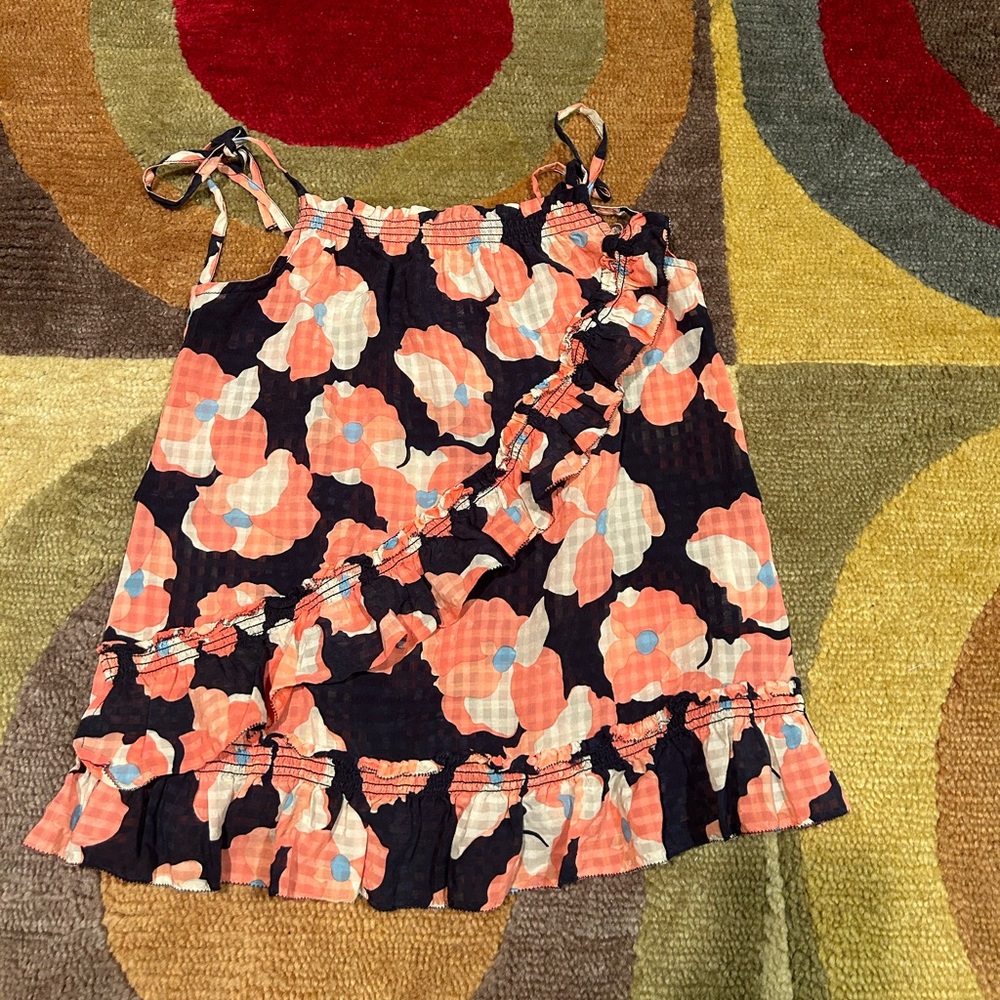 Juicy Couture y2k Vintage Retro Floral Tie Sleeve Sheer Tank Top Blouse Size 0